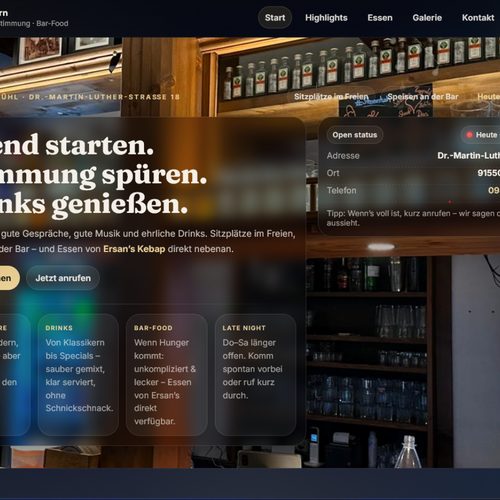 Bar / Gastro Website