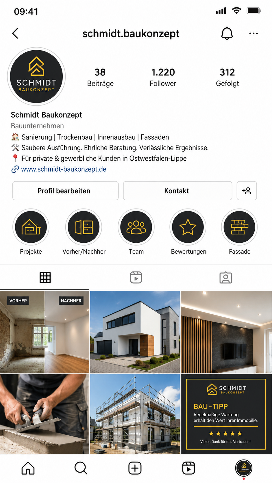 Schmidt Baukonzept Instagram Profil