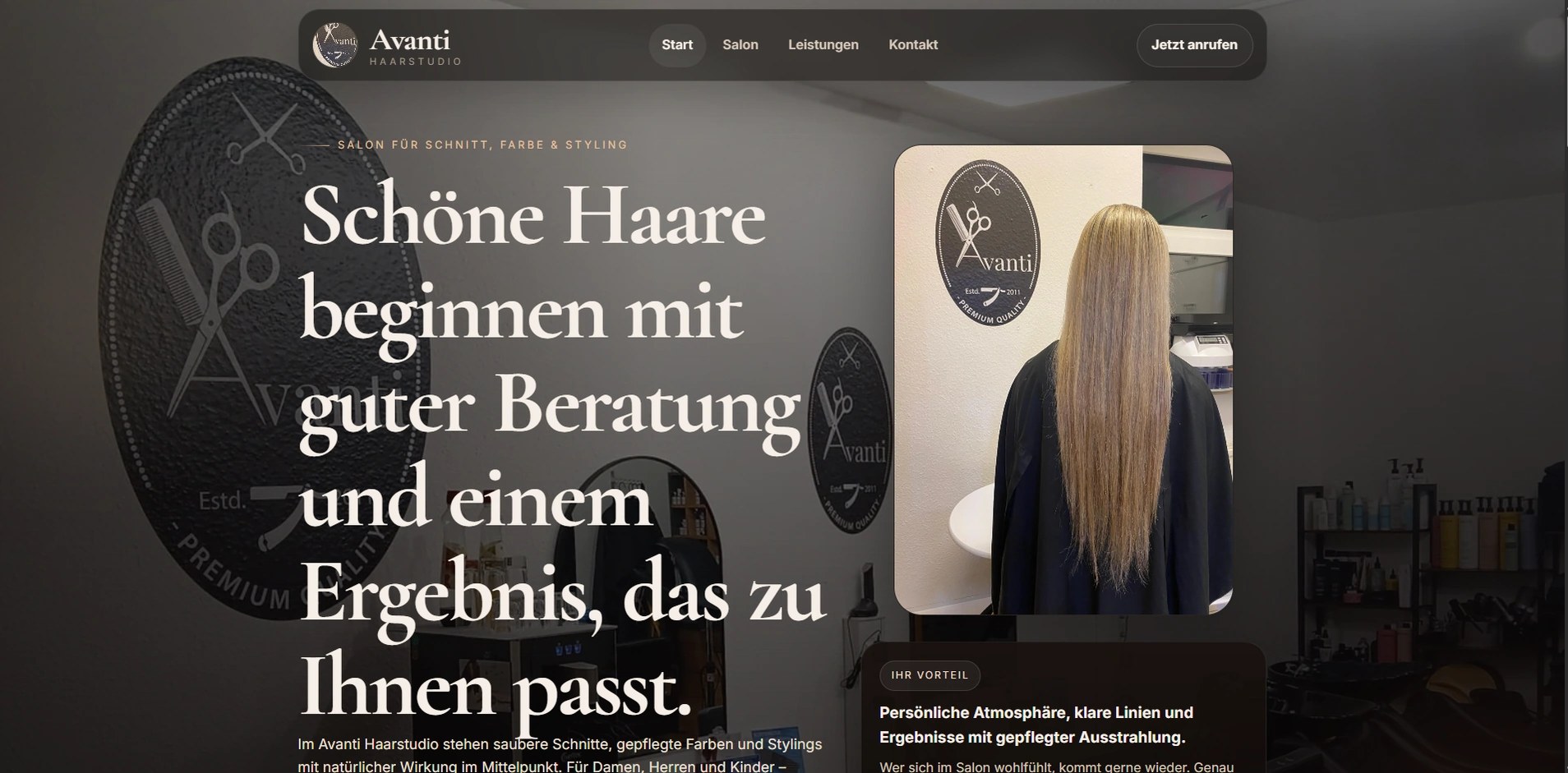 Website Referenz Avanti Haarstudio